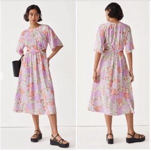 & OTHER STORIES Midi Floral Cut Out Dress